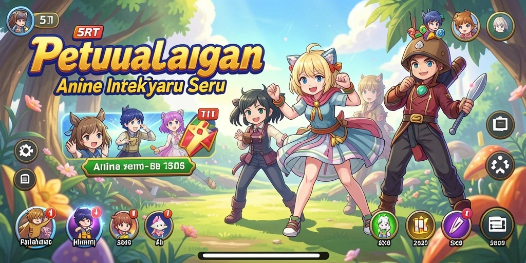 Screenshot gameplay 5RT yang penuh aksi dan karakter Anime.