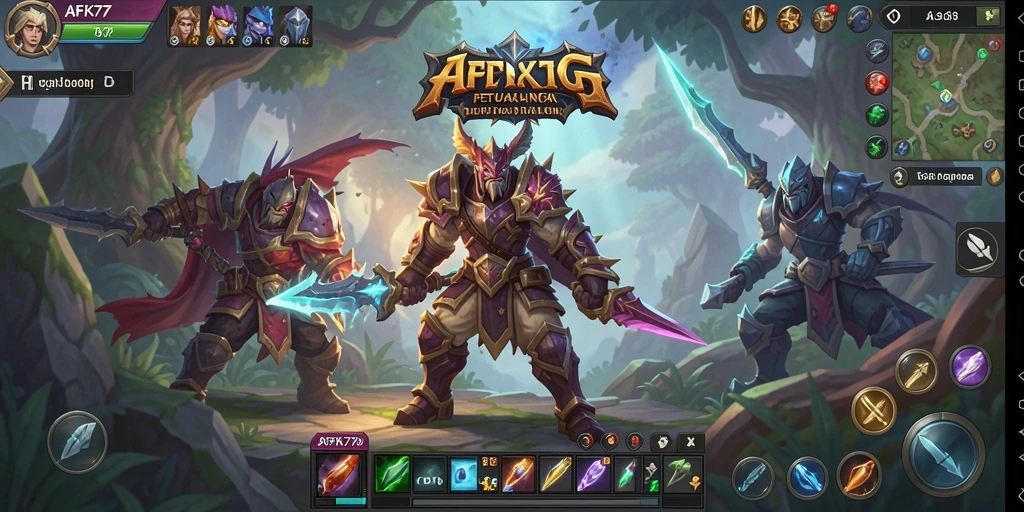 Tangkapan layar menampilkan aksi seru dari gameplay ARPG AFK77.