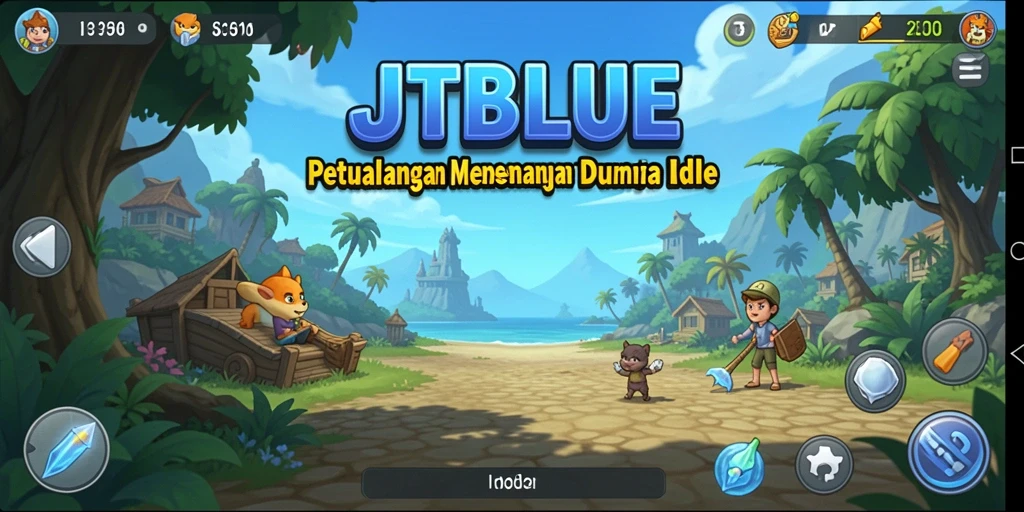 Screenshot JTBLUE menampilkan gameplay Idle yang seru dan menawan.