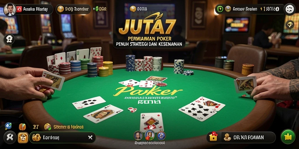 Screenshot JUTA7 menampilkan aksi seru permainan Poker yang mendebarkan.