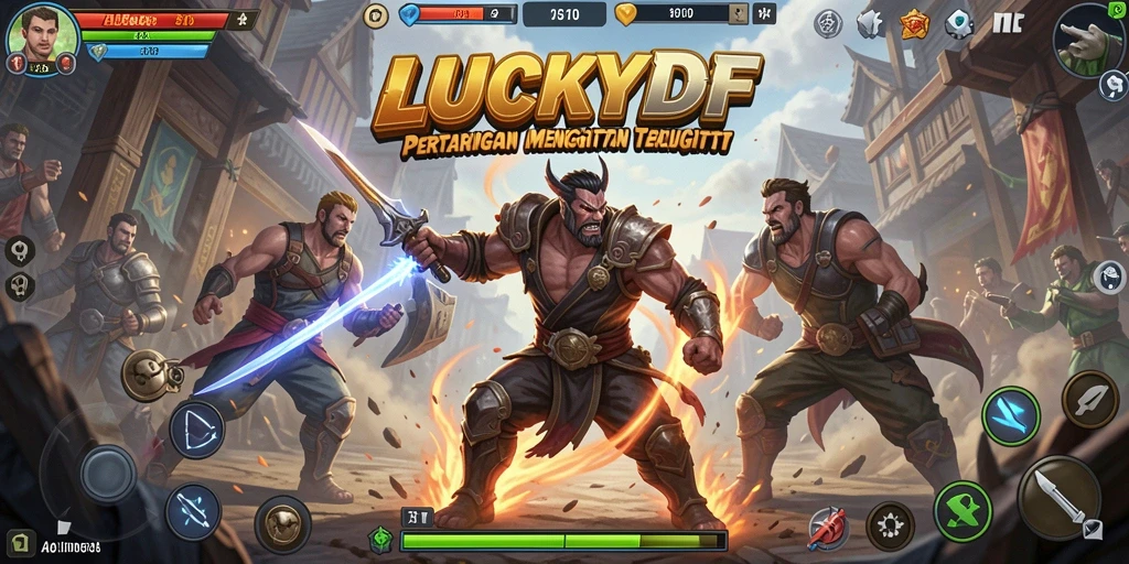 Tampilan gameplay LUCKYDF dengan aksi pertarungan dinamis.