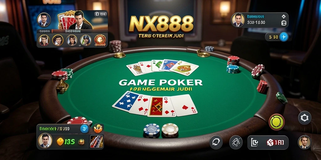 Tampilan gameplay Poker yang menarik dan mendebarkan.
