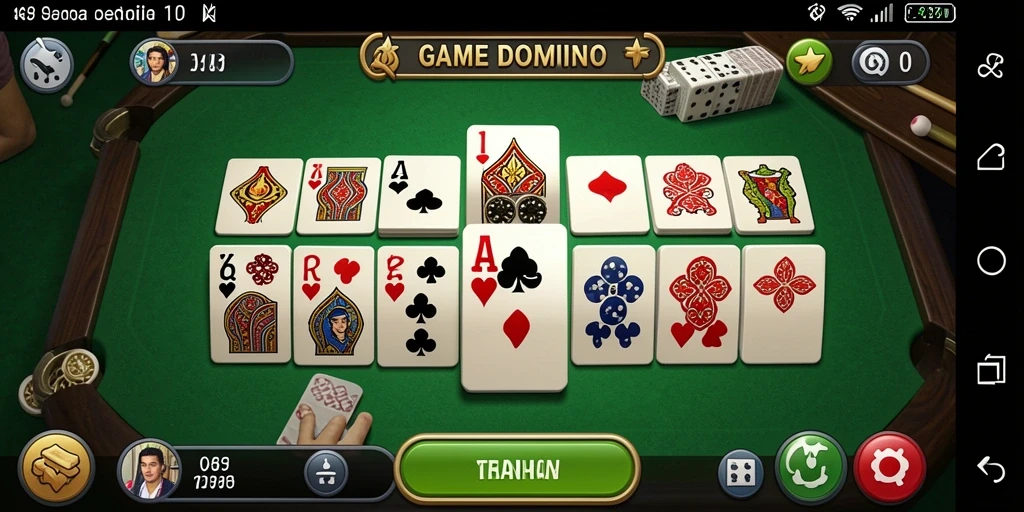 Tampilan gameplay menarik dari V89 dengan kartu Domino.
