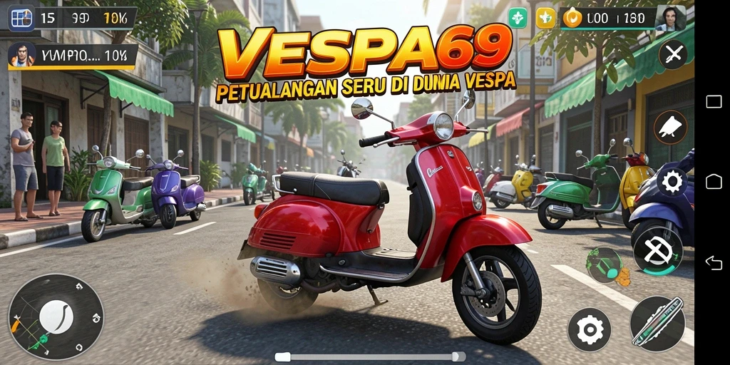 Gameplay VESPA69 dengan aksi seru di jalan raya.